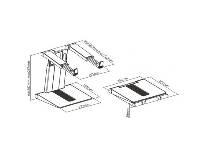 Lumi Стойка за лаптоп PLW-01, 10'' - 15.6'', черна - сива