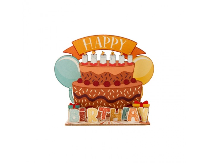 Gespaensterwald 3D картичка, Happy Birthday cake, дървена