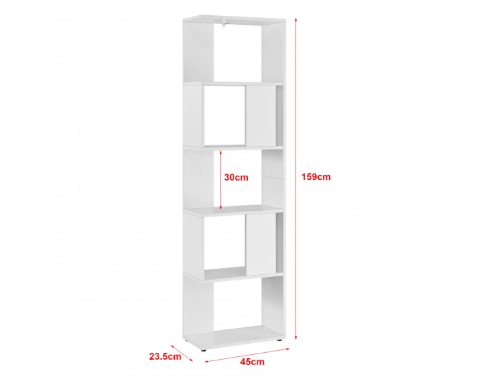 Етажерка Aneby, размери 159x45x24см,  с 5 рафта,  Бял цвят