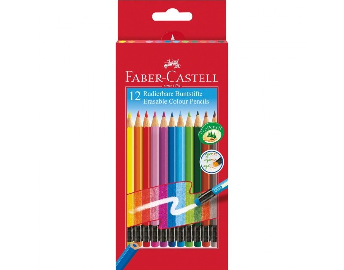 Faber-Castell Цветни моливи, изтриваеми, 12 цвята