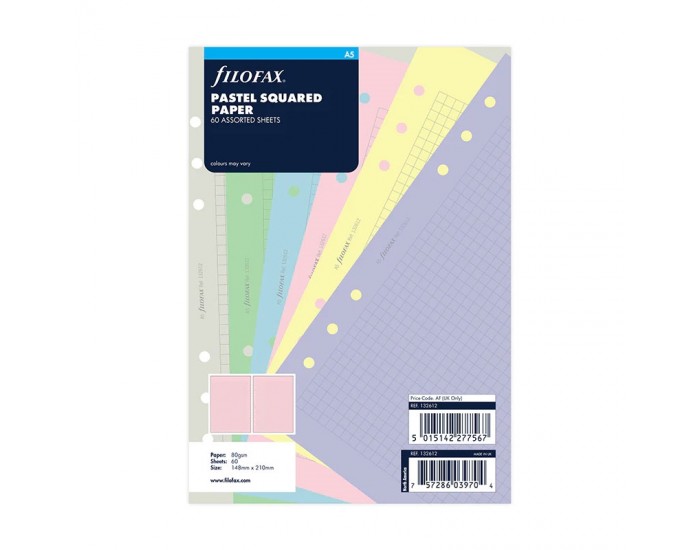 Filofax Пълнител за органайзер Pastel, A5, на квадратчета, цветен