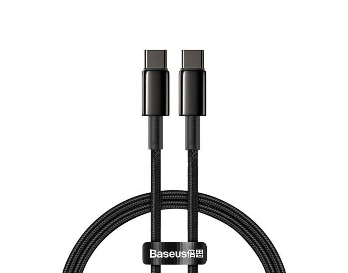 Кабел Baseus Tungsten Gold USB Type-C към USB Type-C, 2м, черен