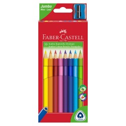 Faber-Castell Цветни моливи Triangular Jumbo, 10 цвята, с включена острилка - Моливи и Аксесоари