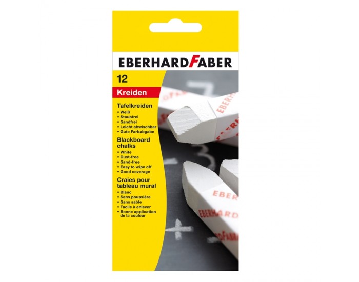 Eberhard Faber Тебешир, бял, 12 броя