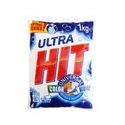 Ultra Hit Перилен препарат, прах, универсален, за бяло и цветно пране, 1 kg - Почистване и Дезинфекция