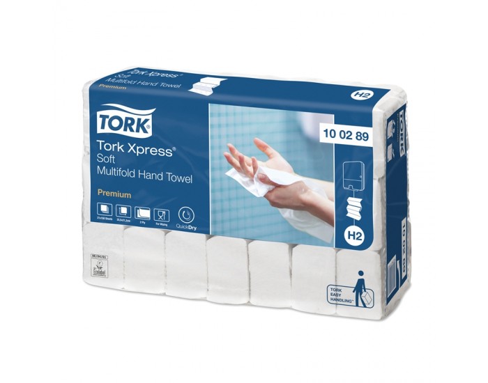 Tork Кърпи за ръце Xpress H2, двупластови, целулозни, 150 къса, 21 броя