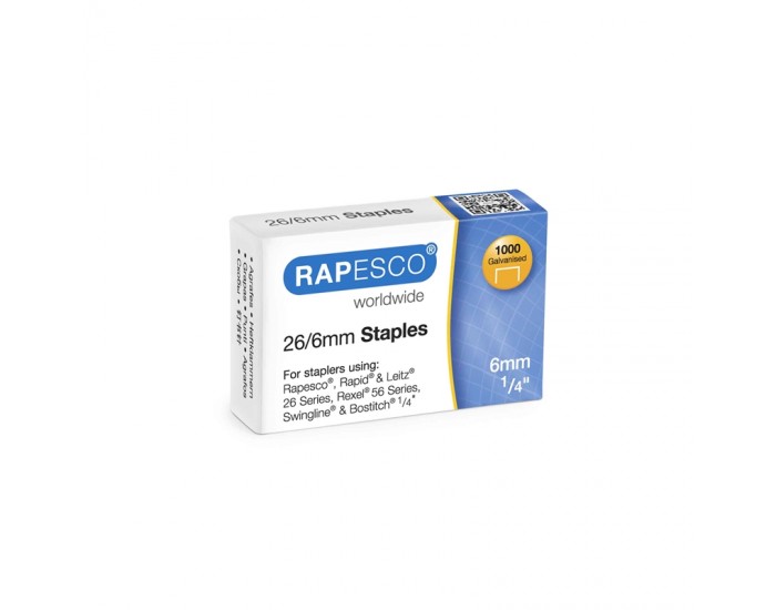 Rapesco Телчета за телбод, размер 26/6 mm, 1000 броя