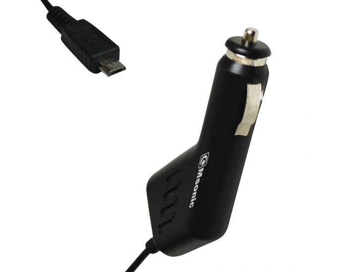 Msonic Зарядно устройство, за автомобилна запалка, с вграден micro-USB кабел, 1 A