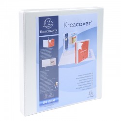 Exacompta Папка Kreacover, А4, с 2 ринга, 3 джоба, 38 mm, бяла - Папки, Класьори и Джобове за документи