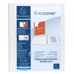 Exacompta Папка Kreacover, А4, с 2 ринга, 3 джоба, PP, 47 mm, бяла - Папки, Класьори и Джобове за документи