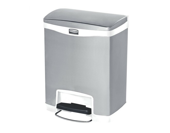 Rubbermaid Кош Slim Jim Front, метален, 30 L, бял