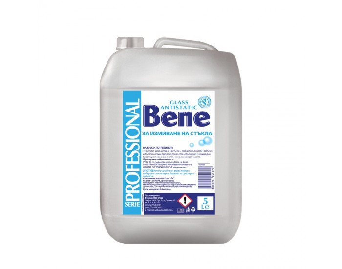 Bene Препарат за почистване на стъкла, професионален, 5 L