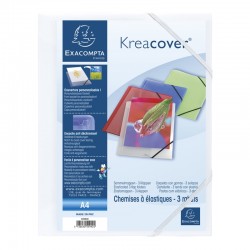 Exacompta Папка Keracover, PP, с 3 капака и ластик, бяла - Папки, Класьори и Джобове за документи