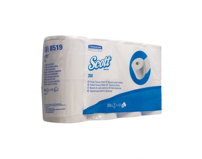 Kimberly-Clark Тоалетна хартия Scott Essential 8519, 12 х 9.3 cm, 350 къса, 8 броя