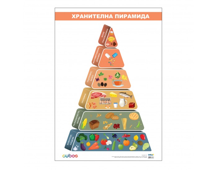 Office 1 Ученическо табло ''Хранителна пирамида'', 70 x 100 cm