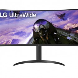 Монитор LG 34WP65CP-B, 34" UltraWide AG, Curved VA, 5ms, 1ms MBR, CR 3000:1, 300 cd/m2, 21:9, QHD 3440x1440, HDR10, AMD FreeSync, sRGB 99%, 160Hz, HDMI, DisplayPort, Speaker Maxx Audio 7Wx2, Tilt, Height Adjustable, Headphone Out, Black - Монитори