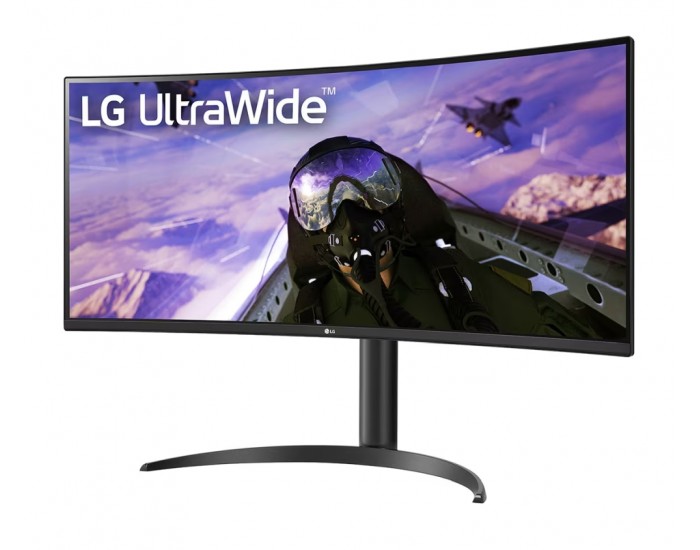 Монитор LG 34WP65CP-B, 34" UltraWide AG, Curved VA, 5ms, 1ms MBR, CR 3000:1, 300 cd/m2, 21:9, QHD 3440x1440, HDR10, AMD FreeSync, sRGB 99%, 160Hz, HDMI, DisplayPort, Speaker Maxx Audio 7Wx2, Tilt, Height Adjustable, Headphone Out, Black