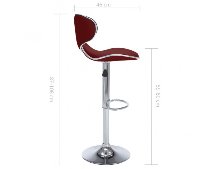 323649 Sonata H Bar Stools 2 pcs Wine Red Faux Leather