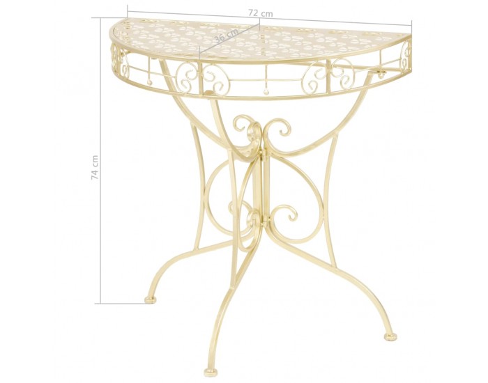 Sonata H Странична маса винтидж стил полукръг метал 72x36x74 см злато
