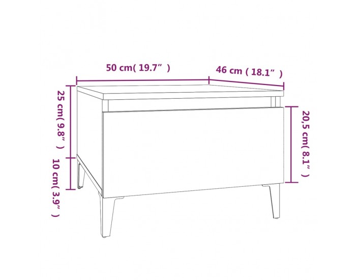 Sonata H Странична маса, сив сонома, 50x46x35 см, инженерно дърво