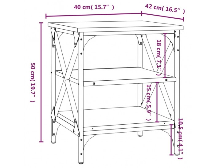 Sonata H Странични маси, 2 бр, Дъб сонома, 40x42x50 см, инженерно дърво
