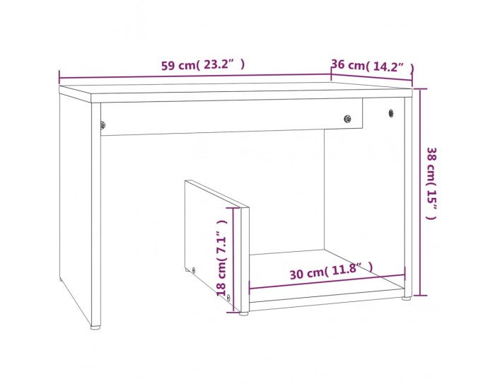 Sonata H Странична маса, сив сонома, 59x36x38 см, инженерно дърво