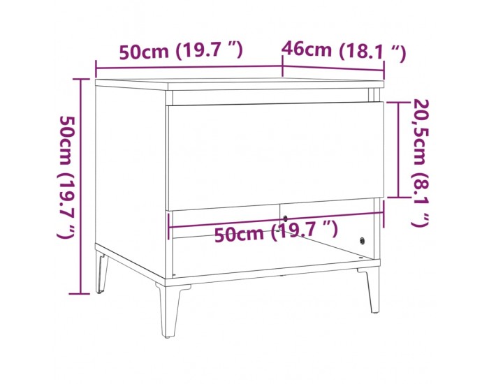 Sonata H Странична маса, cив сонома, 50x46x50 см, инженерно дърво