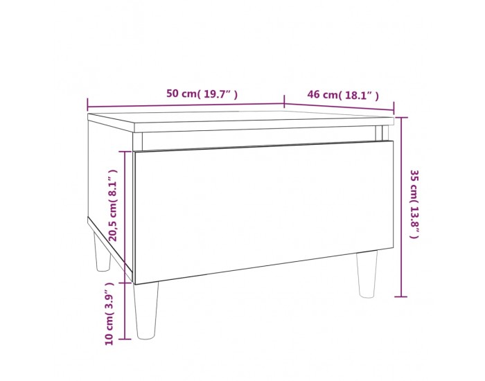 Sonata H Странична маса, сив сонома, 50x46x35 см, инженерно дърво