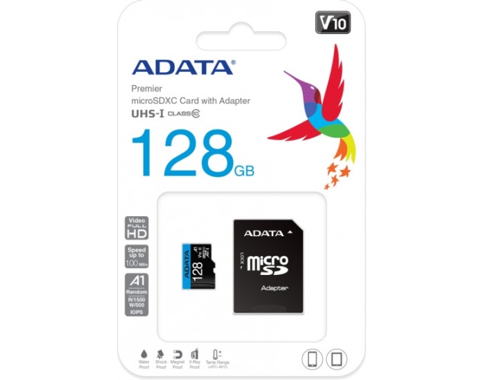 ADATA SDMICRO 128GB UHS-I CL10 V10 PLASTIC