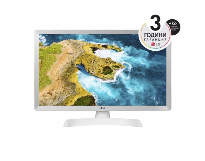 Монитор LG 24TQ510S-WZ, 23.6" WVA, LED, Smart webOS, TV Tuner DVB-T2/C /S2, 1000:1, Mega DFC, 200cd, 1366x768, AI SOUND, WiFi, HDMI, Bluetooth, USB 2.0, HOTEL MODE, AirPlay, Speaker 2x5W, White