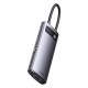 Хъб Baseus Metal Gleam Series 6в1 USB Type C към 3x USB 3.0 + HDMI + USB-C PD + VGA WKWG030013 - сив