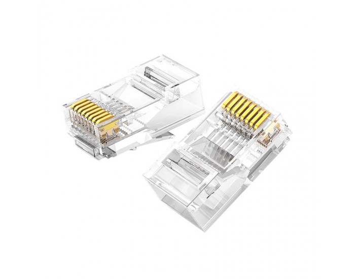 Кабелен накрайник Ugreen NW120 RJ45, 8P/8C, Cat.6/6e, UTP 60558 - 100 броя в комплект