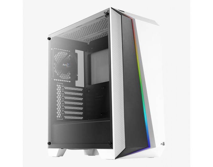 Кутия за настолен компютър Aerocool Cylon Pro RGB прозрачен панел от закалено стъкло CYLON-PRO-G-WT-V2 - бяла