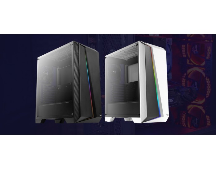 Кутия за настолен компютър Aerocool Cylon Pro RGB прозрачен панел от закалено стъкло CYLON-PRO-G-WT-V2 - бяла