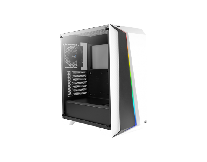 Кутия за настолен компютър Aerocool Cylon Pro RGB прозрачен панел от закалено стъкло CYLON-PRO-G-WT-V2 - бяла