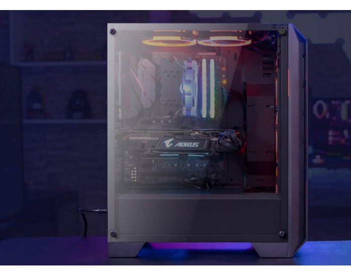 Кутия за настолен компютър Aerocool Cylon Pro RGB прозрачен панел от закалено стъкло CYLON-PRO-G-WT-V2 - бяла