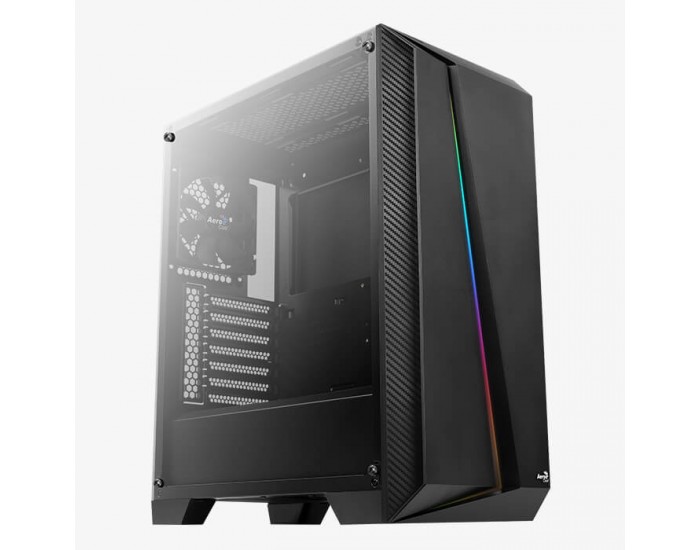 Кутия за настолен компютър Aerocool Cylon Pro RGB прозрачен панел от закалено стъкло CYLON-PRO-G-BK-V2 - черна