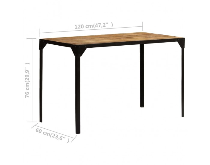 Sonata H Трапезна маса, мангово дърво масив и стомана, 120 cм