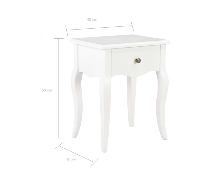 280005 Sonata H Nightstand White 40x30x50 cm Solid Pine Wood