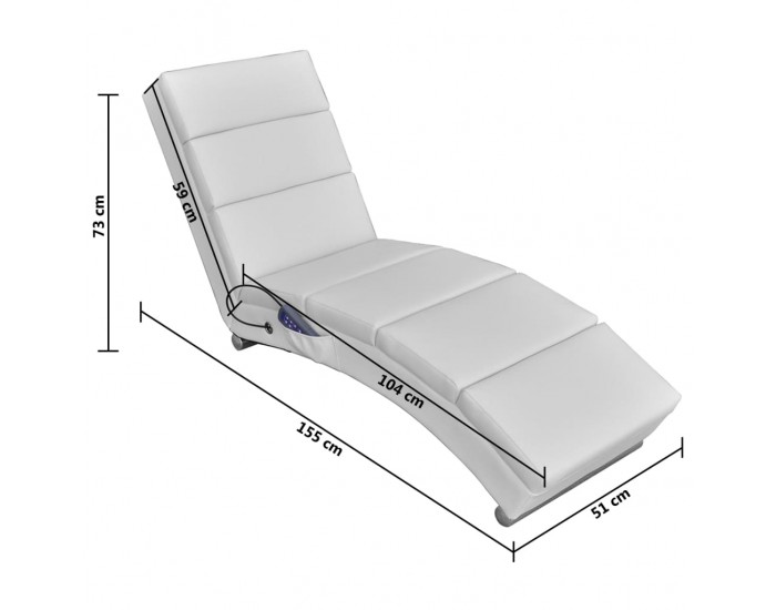 Sonata H Масажен лаундж стол, бял, изкуствена кожа