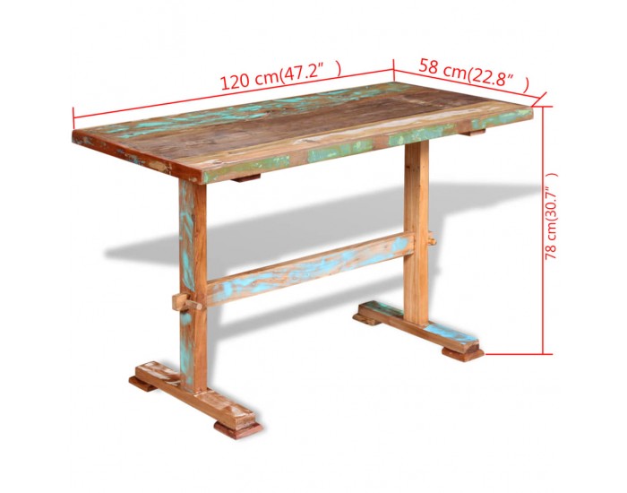 Sonata H Трапезна маса с пиедестал регенерирано дърво масив 120x58x78 см