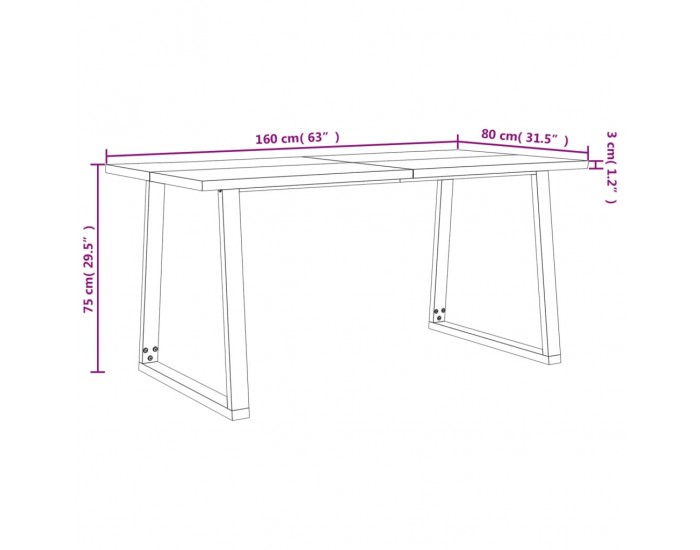 Sonata H Трапезна маса с жив ръб 160x80x75 см масивна акация