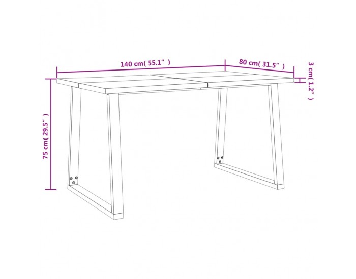 Sonata H Трапезна маса с жив ръб 140x80x75 см масивна акация