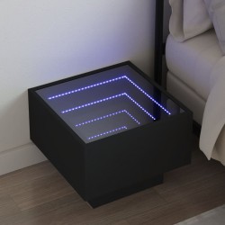 Sonata H Нощна масичка с Infinity LED черна 40x40x30 см - Нощни шкафчета