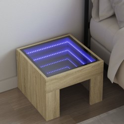 Sonata H Нощна масичка с Infinity LED сонома дъб 40x40x30 см - Нощни шкафчета