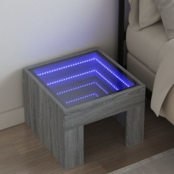 Sonata H Нощна масичка с Infinity LED, сив сонома, 40x40x30 см - Нощни шкафчета