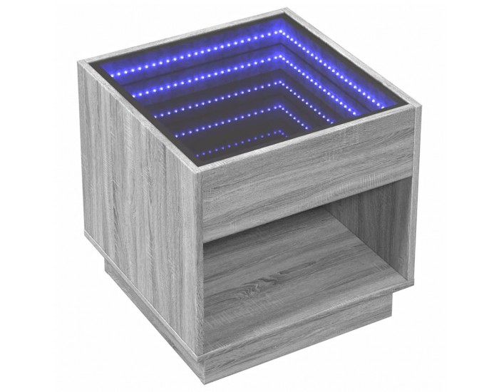 Sonata H Нощна масичка с Infinity LED, сив сонома, 50x50x50 см