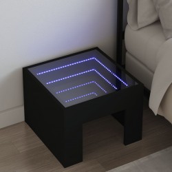 Sonata H Нощна масичка с Infinity LED черна 40x40x30 см - Нощни шкафчета