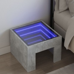 Sonata H Нощна масичка с Infinity LED, бетонно сива, 40x40x30 см - Нощни шкафчета