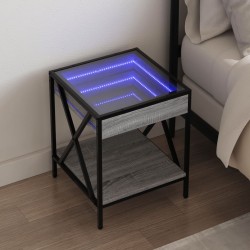 Sonata H Нощна масичка с Infinity LED, сив сонома, 40x40x49 см - Нощни шкафчета